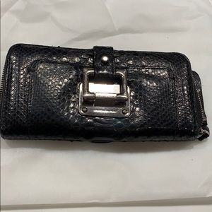 Barbara Bui Black Python zip-around wallet